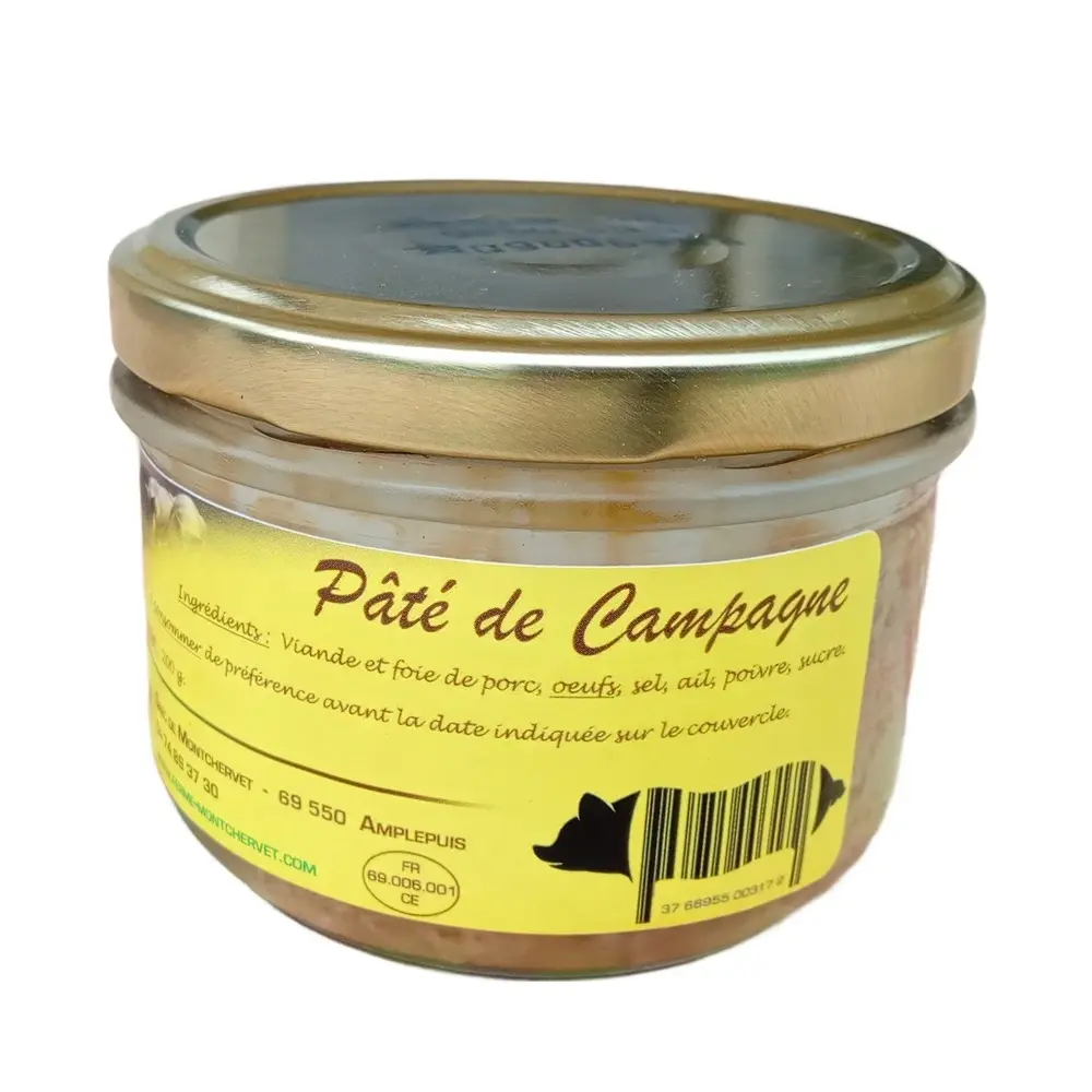 Verrine de pâté de campagne sur fond blanc
