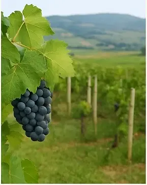 Grappe de gamay au milieu des vignes.webp