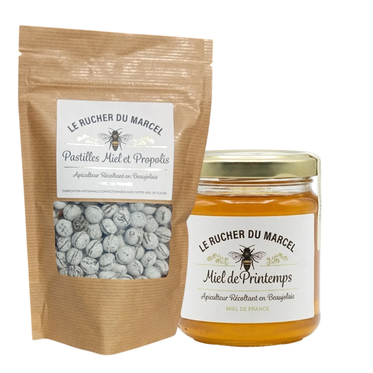 El dúo de las abejas: pistachos y miel.