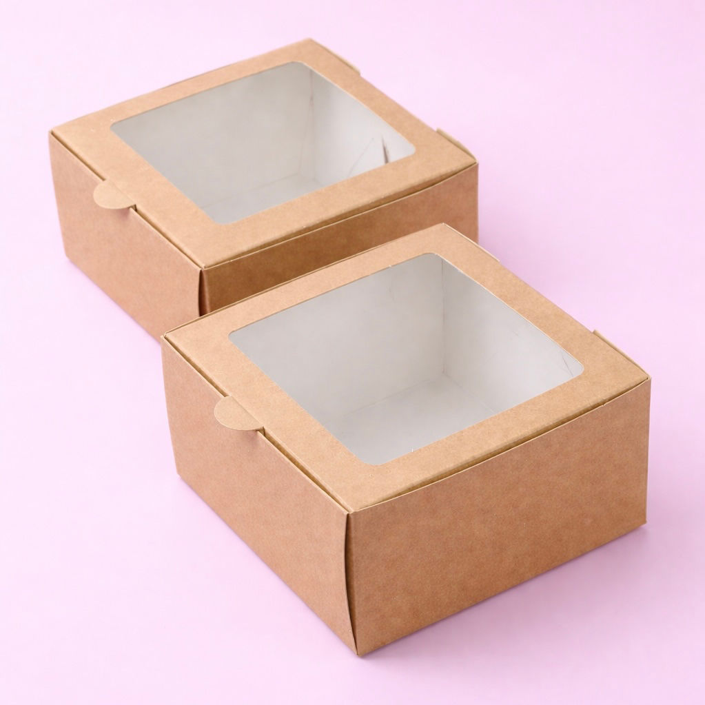 CAJA KRAFT MINI CON VISOR 13,5X13,5X8 CM - PK010.0