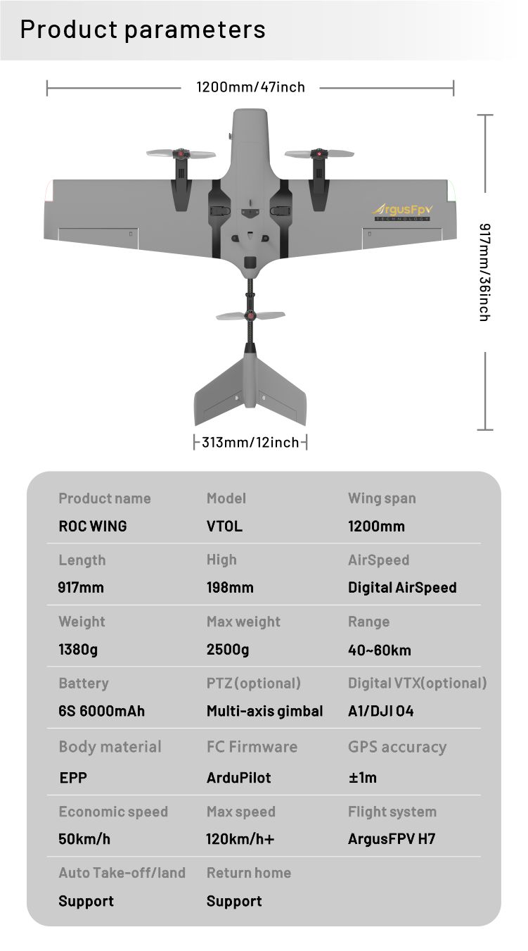 [���ܼ�]  [Argus] 1200mm Rock Wing VTOL PNP (�Ƶ����Ϸ� ���ÿϷ�)
