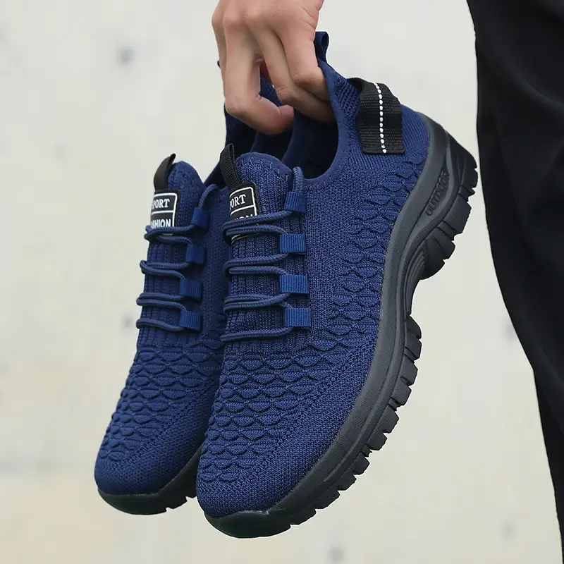 Thumbnail: Men's Bright Yellow Outdoor Sneakers Breathable Mesh Construction Shock