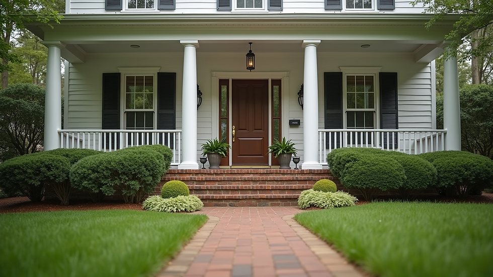 Eye-level view of a well-maintained Georgia home with a welcoming entrance