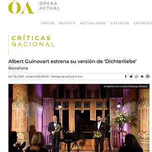 Albert Guinovart estrena su versión de 'Dichterliebe'