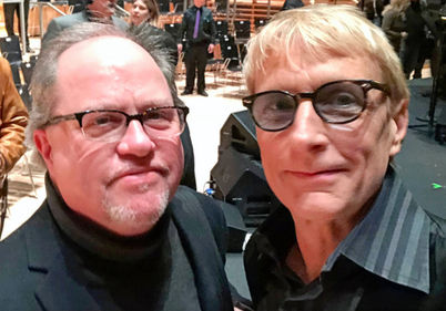 Jazz journalist Bill Milkowski with bassist-singer Will Lee at the 2019 "The Nearness of You" concert in memory of Michael Brecker.