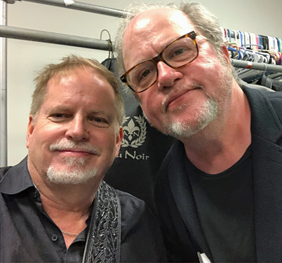 Guitarist Dave Stryker and jazz journalist Bill Milkowski at the "Celebration of Pat Martino" at the Gateway Playhouse in Somers Point, NJ on Nov. 3, 2022.