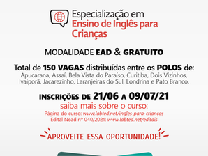 Novo edital: Especialização em Ensino de Inglês para Crianças