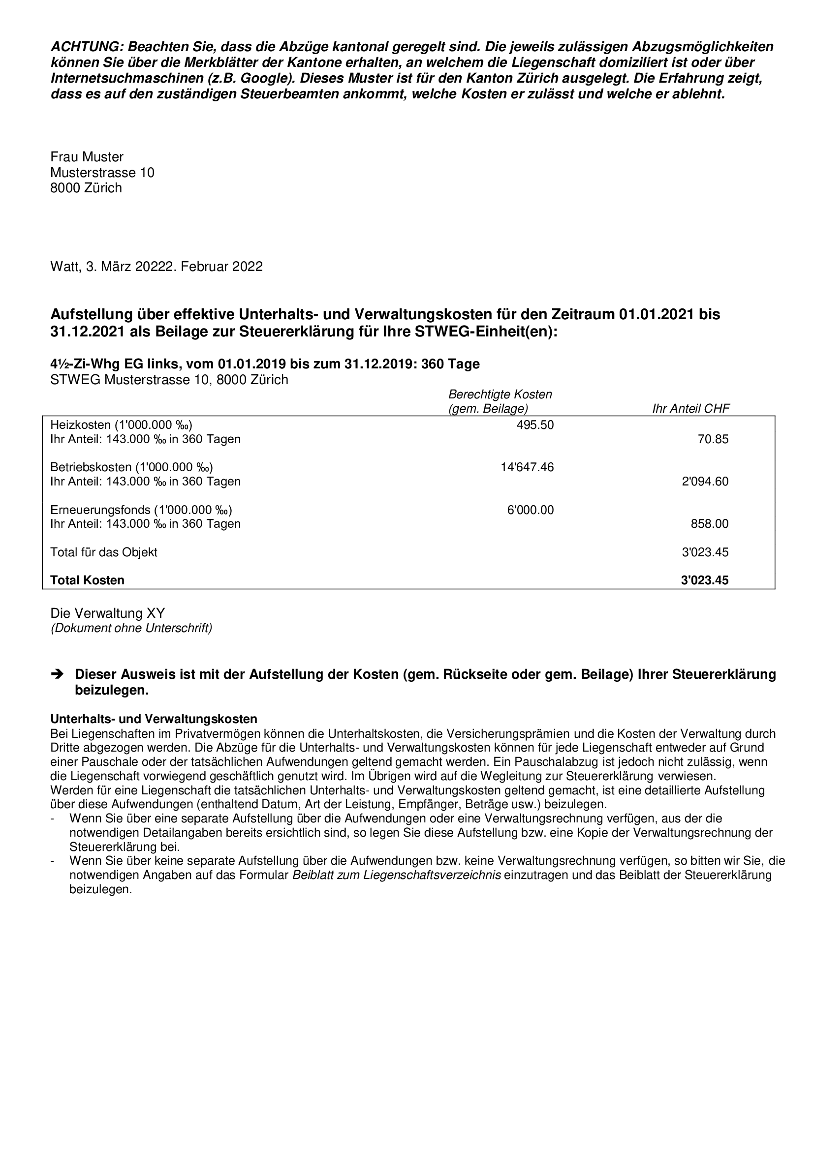 steuerlich abzugsfähigen Kosten