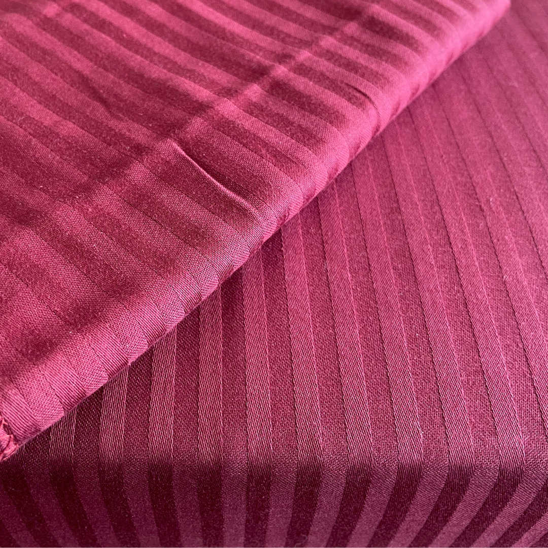 Pure cotton Stripe King Size Bedsheet : Crimson