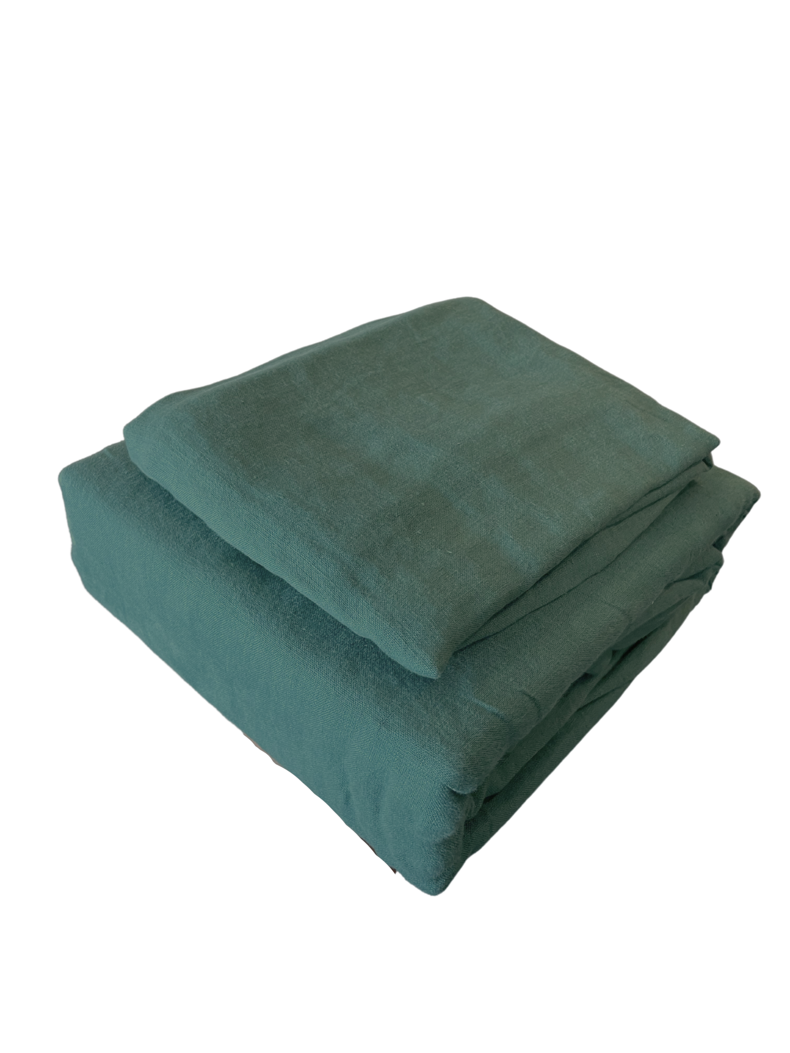 Linen Solid Bedsheet Set : Dark Green