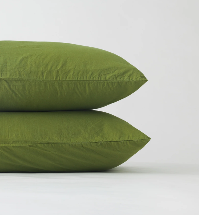 Thumbnail: Washed Cotton Percale Sheet Set : Field Green