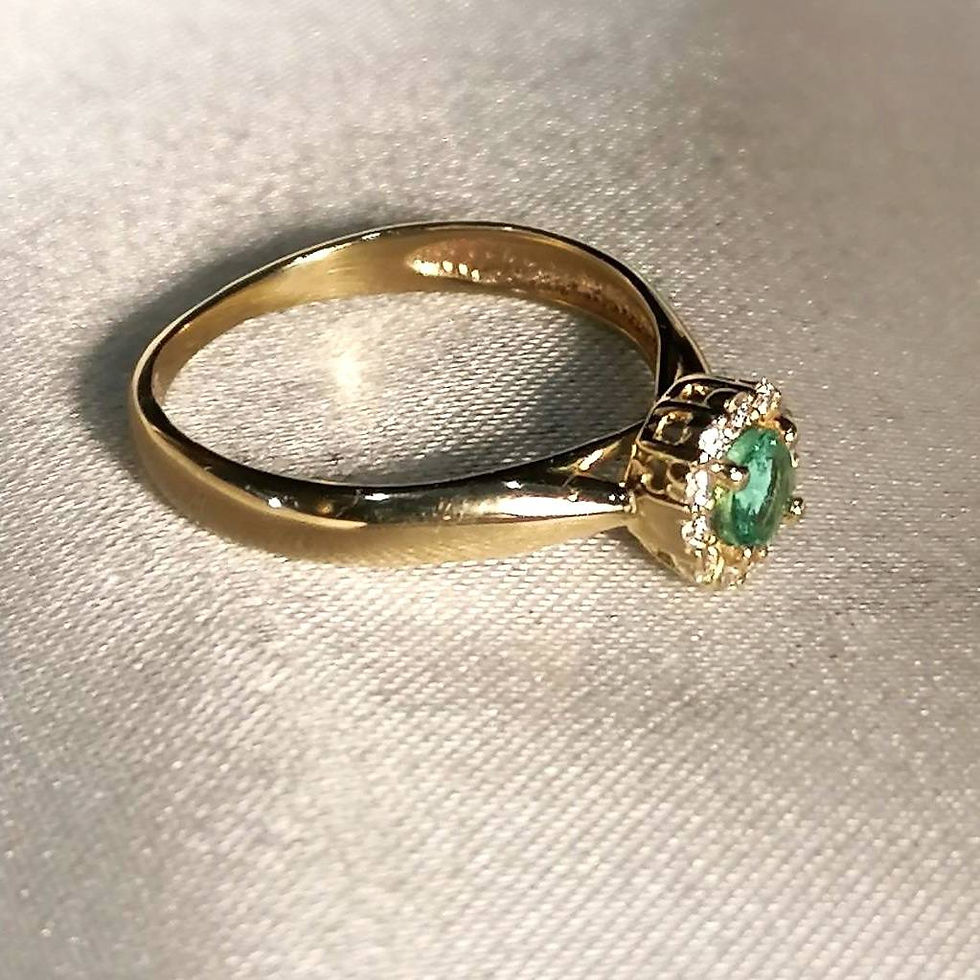 Thumbnail: Classic diamond gold ring round emerald right side view