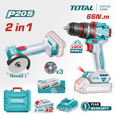 TCKLI20255 2 Pcs Combo Kit (Li-ion Impact Drill & Li-ion Mini Cut-Off Tool)