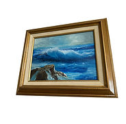 A seascape painting of a breaking wave