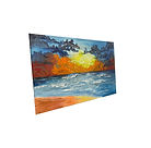 24x36 gallery-wrapped oil painting of a dramatic seascape with glowing clouds and ocean waves