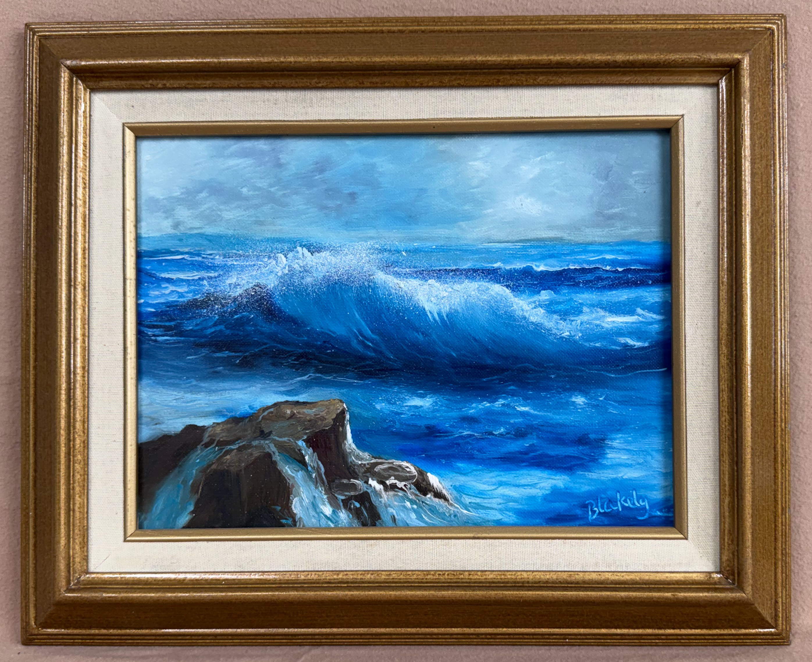 A seascape painting of a breaking wave
