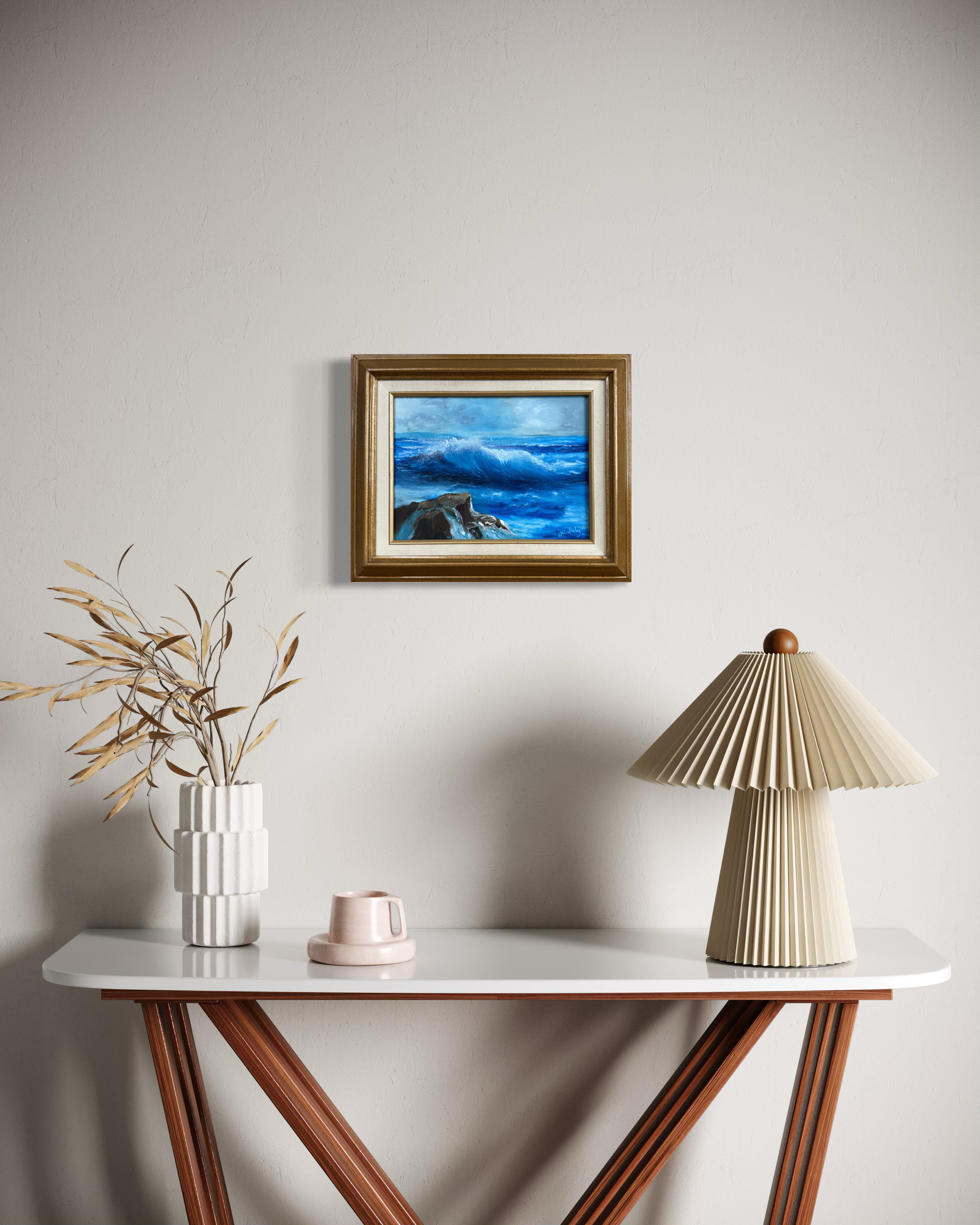 A seascape painting of a breaking wave