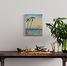 Bill Alexander style study of a tropical shoreline with palms and soft horizon light.