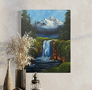 One-of-a-kind landscape oil painting, Mountain Vale, by Hope Blakely, 16x20 canvas.