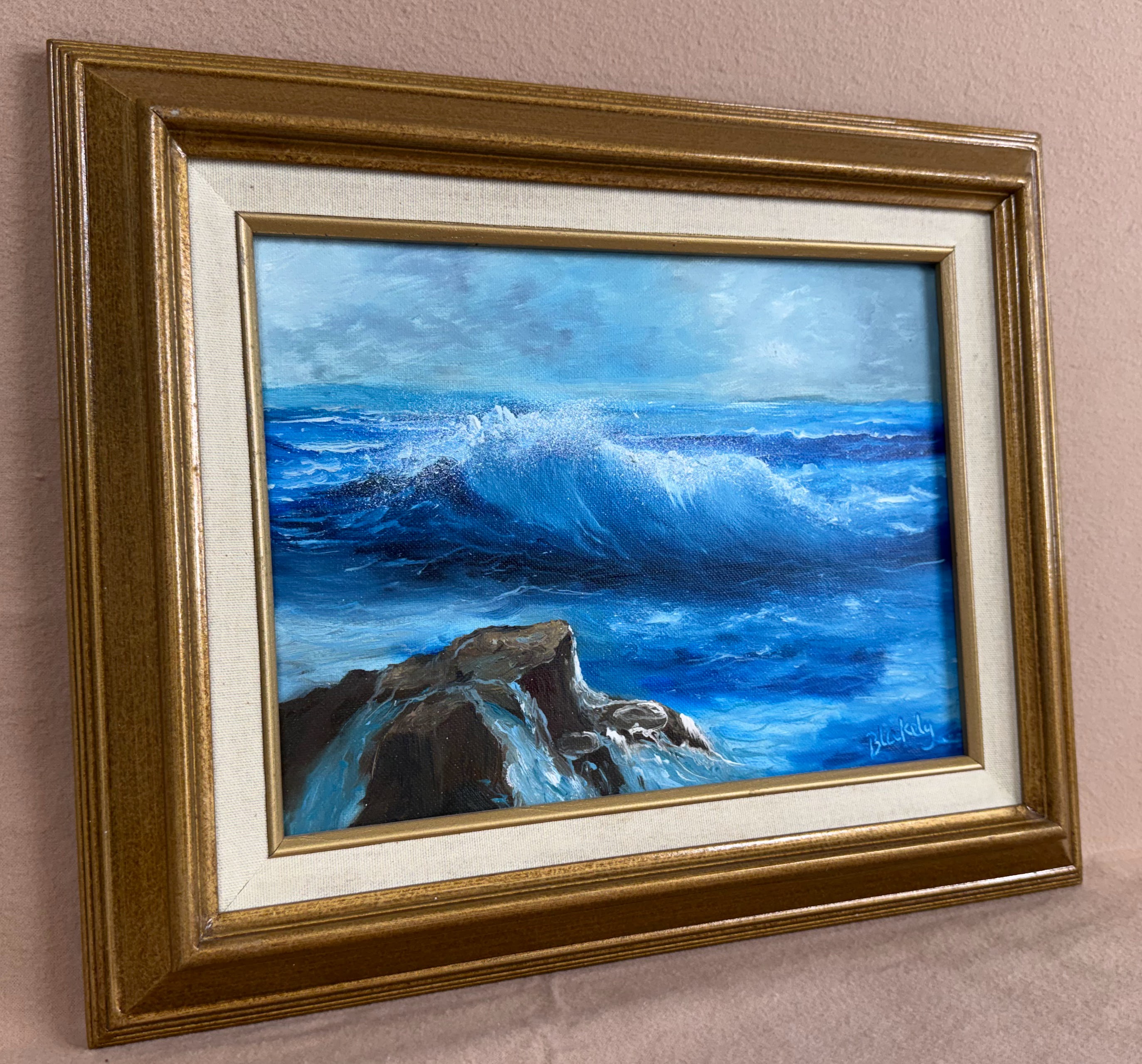 A seascape painting of a breaking wave