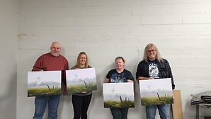 Foggy farm landscape with a fence in the foreground, painted during an add-on class with J.D. Wayne while attending a Dana Jester and Steve Ross workshop trip.