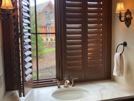 Stained wood shutters with odd size
