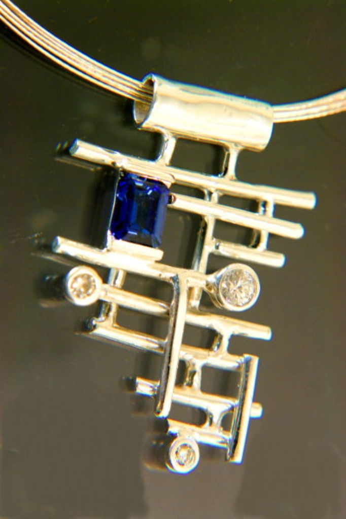 Sterling Silver Pendant with Blue Sa