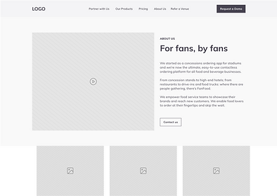 About Us page, low fidelity