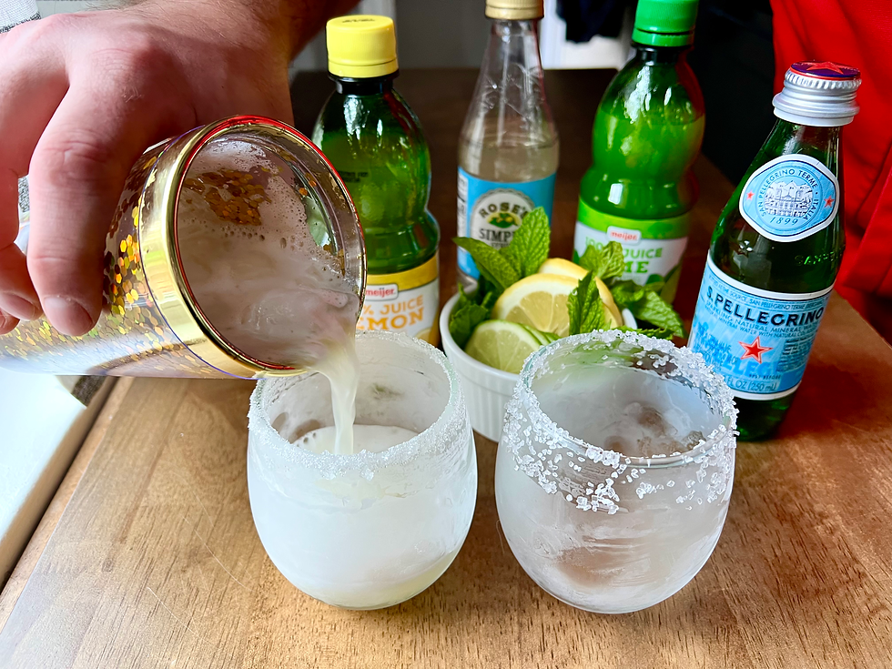 Mocktail Margarita poured into frosted glasses.