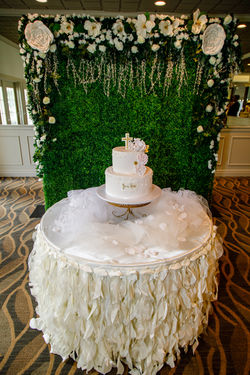 special event boxwood backdrop