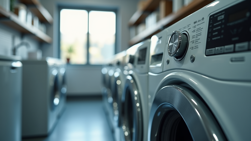 Close-up view of a washing machine and its control panel