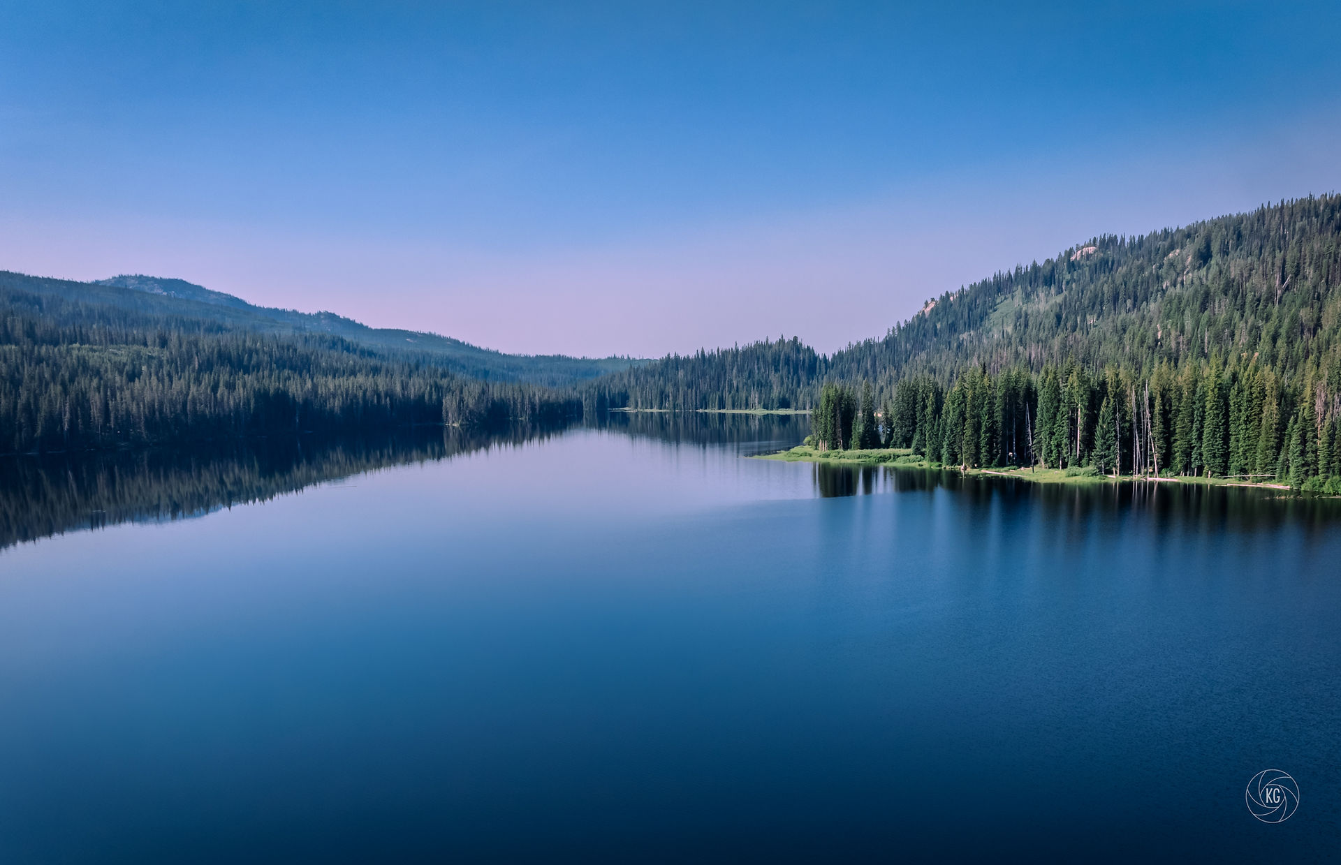 Drone shot over Upper Payette Lake, McCall