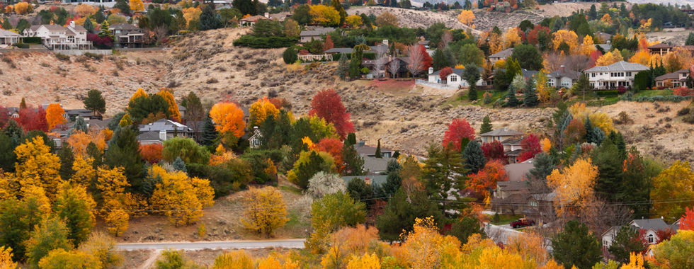 Houses on the foothills during Autumn season
