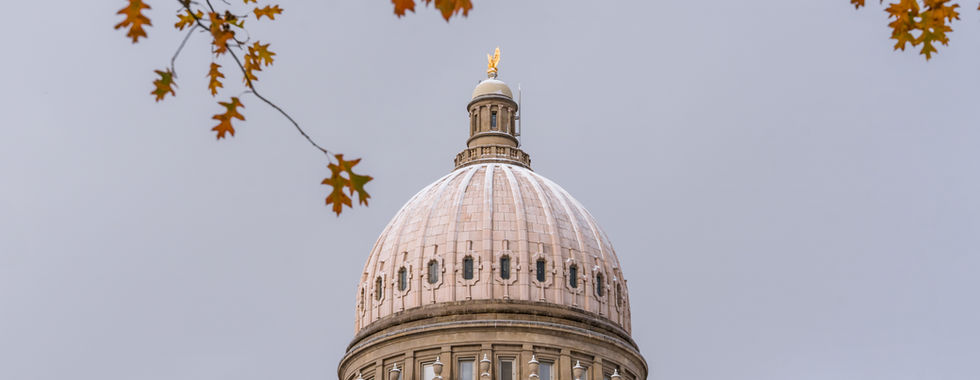 First snow fall over Capitol Building during Autumn