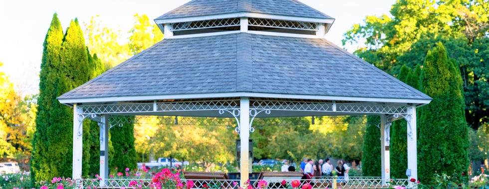 Beautiful seating structure at Boise Rose Garden