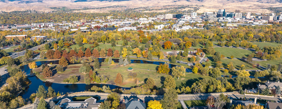 Aerial Drone- Ann Morrison Park during Autumn Season