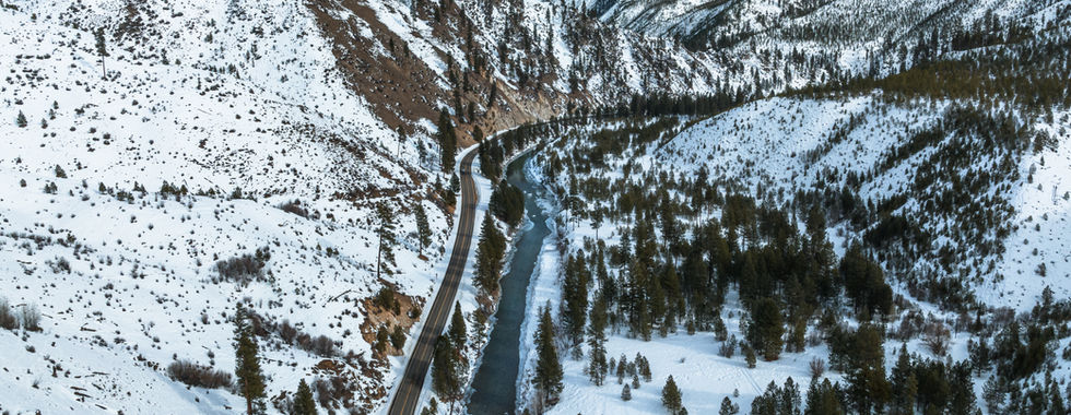 Aerial drone shot of Kirkham Hot Springs in the winter