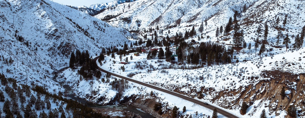 Aerial drone shot of Kirkham Hot Springs in the winter