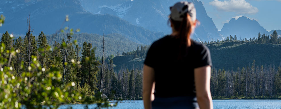 Me enjoying the Sawtooth Peaks at Little Redfish Lake, Stanley