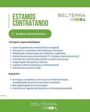 Oportunidade para Analista Administrativo - Belterra