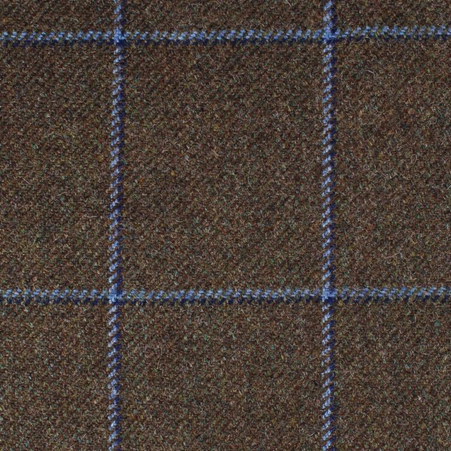 Gordon - 100% Wool Stunning Blue Check Tweed Fabric