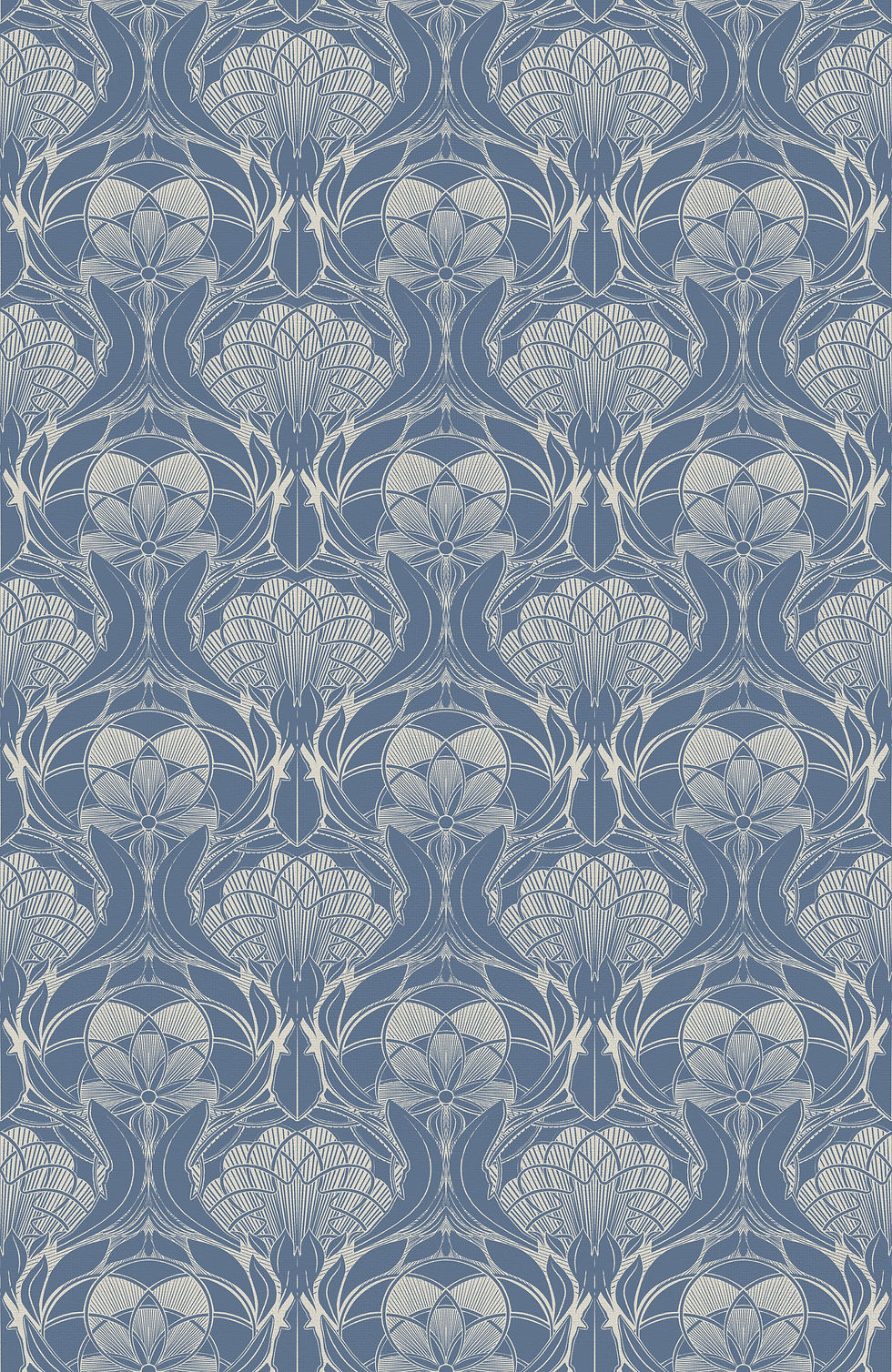 Blue Art Nouveau Linen Fabric By The Metre - 'Nusika'