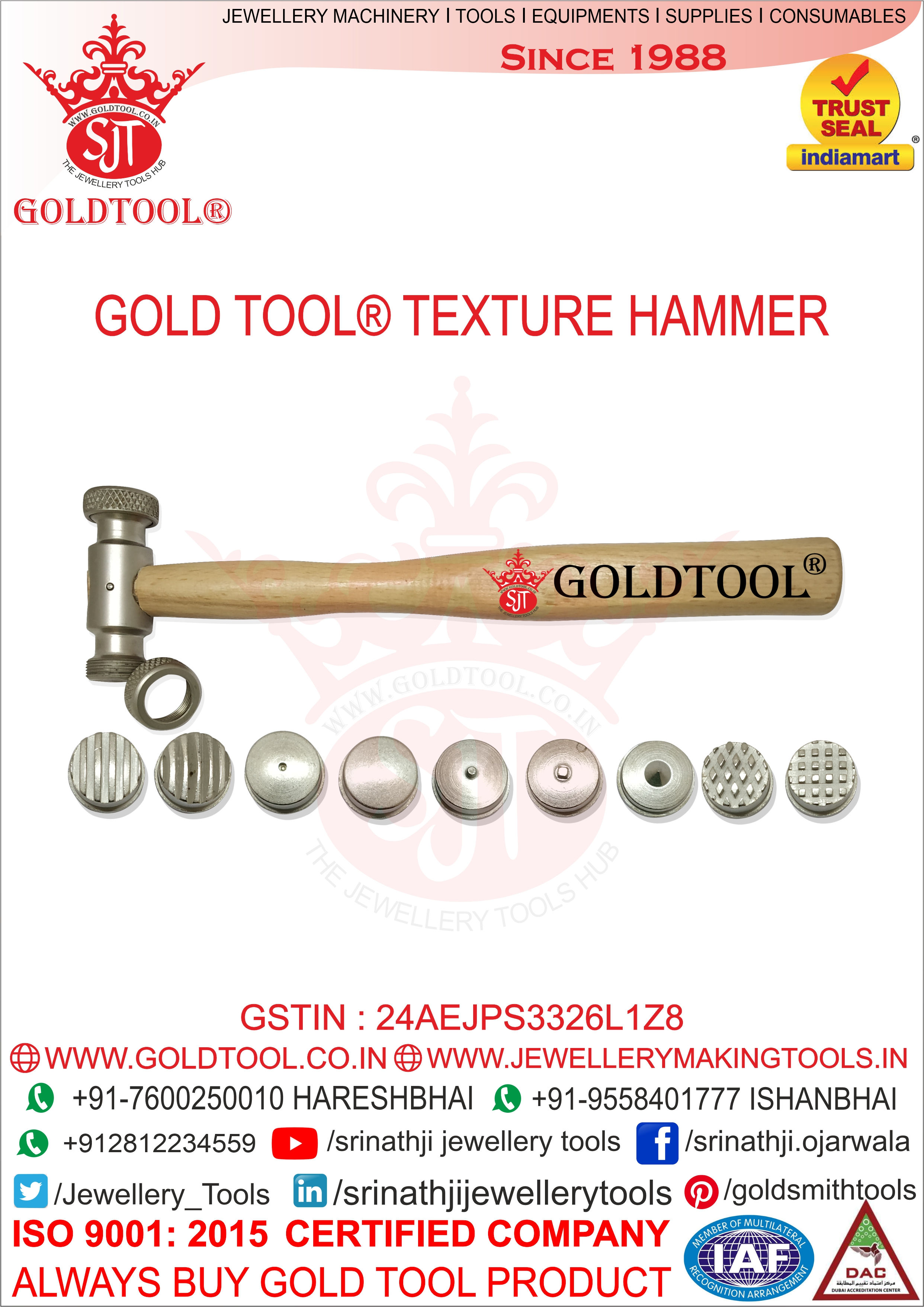Texturing Hammer With 9 Different Tips  jewellery machinery