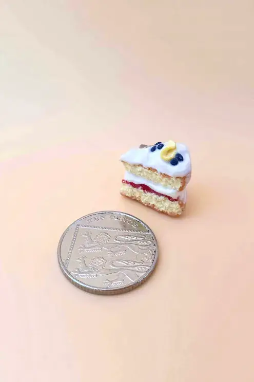 Thumbnail: Cake pin with a 10p coin - size comparison.