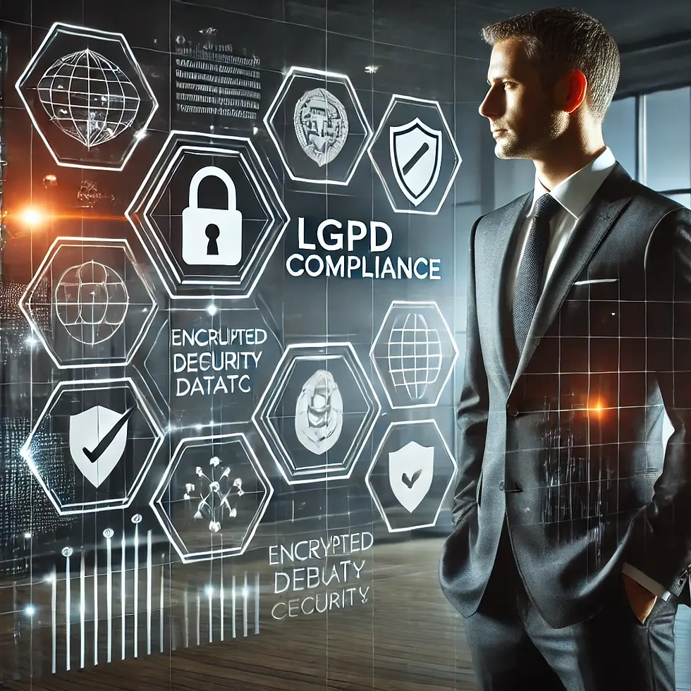 Advogado em pé olhando para um painel