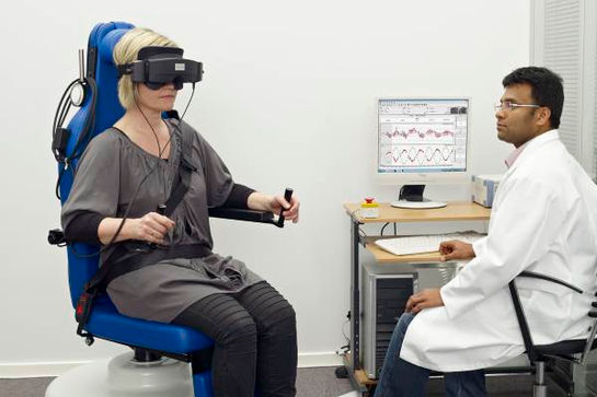 Patient doing a VNG test