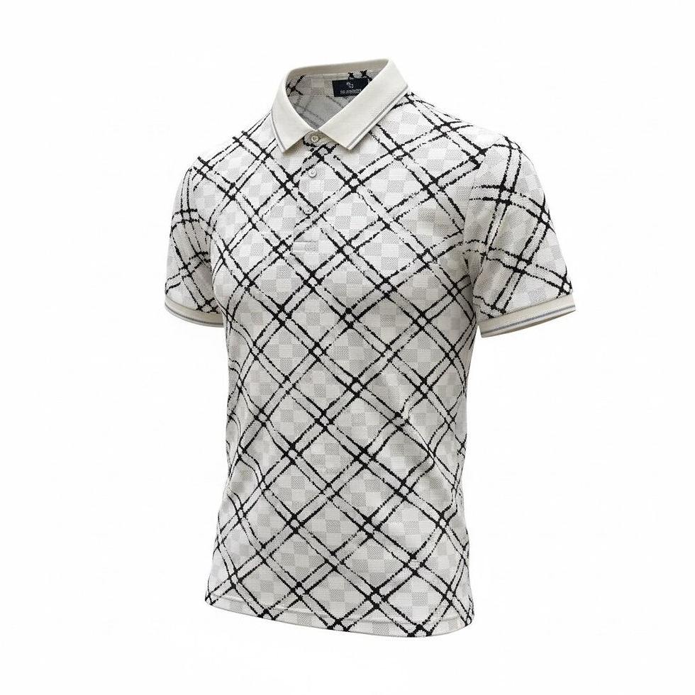 Thumbnail: Blueprint plaid polo white front view