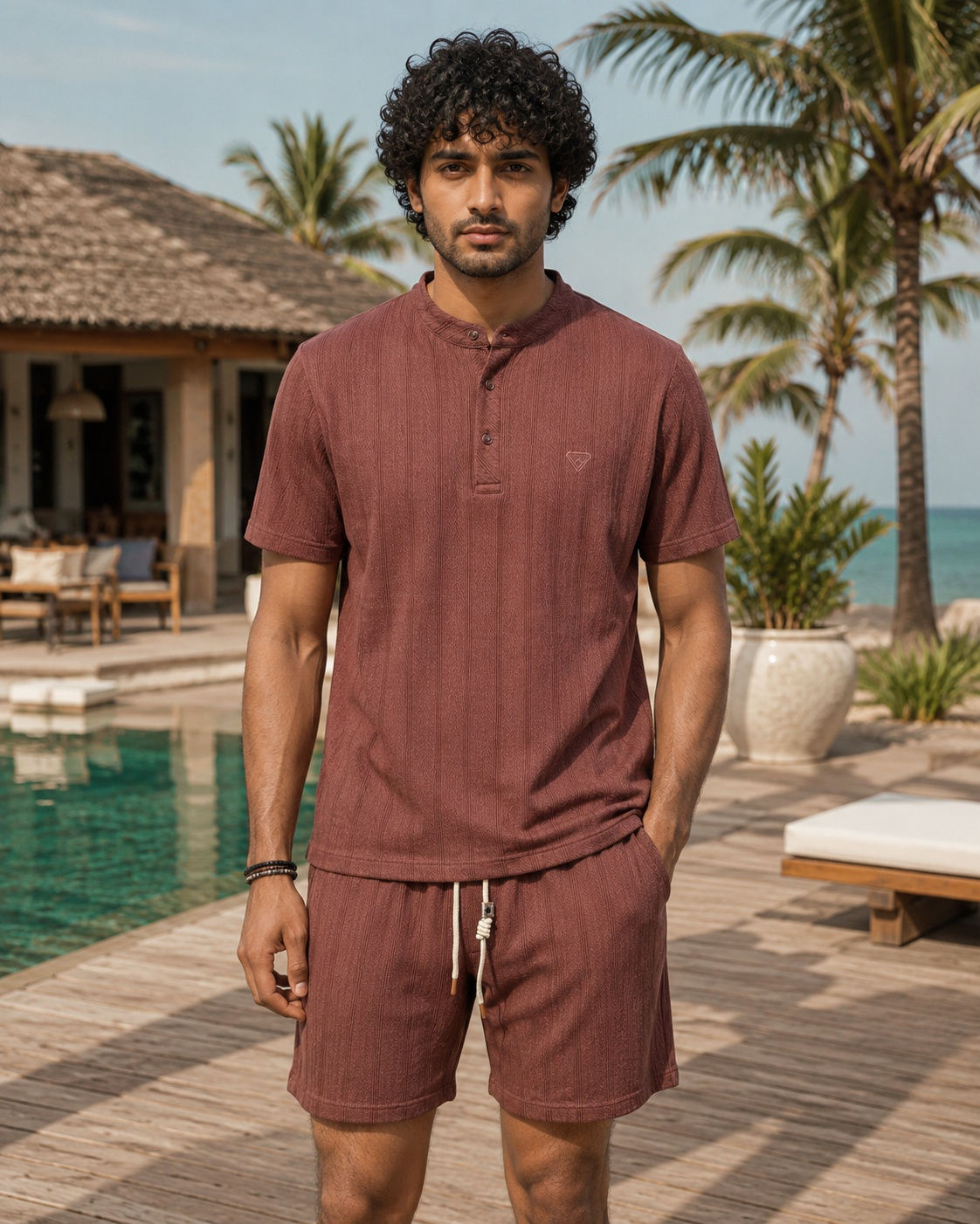Cocoa Ridge maroon Co-ord Set front view