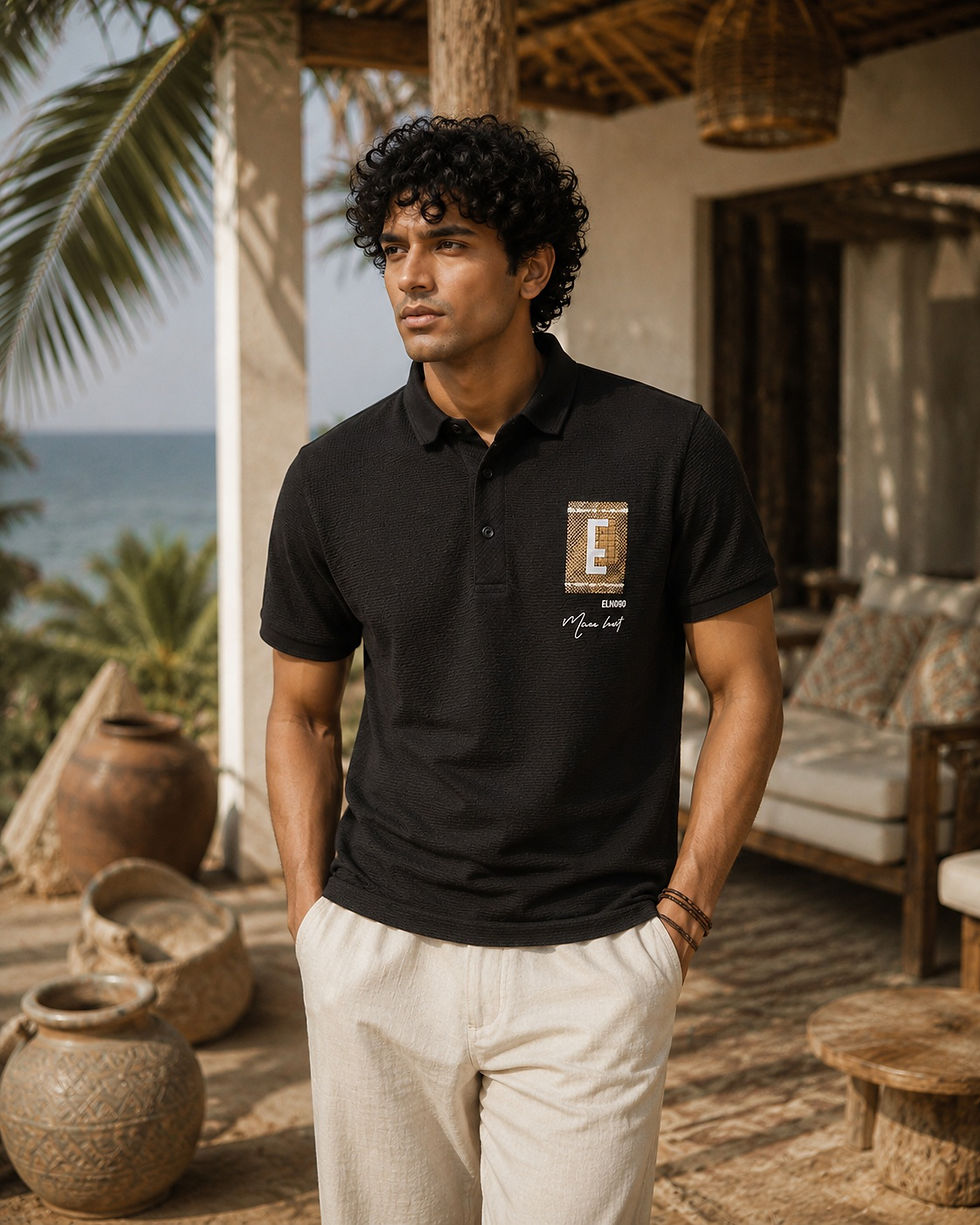 EWD Statement Black polo front view