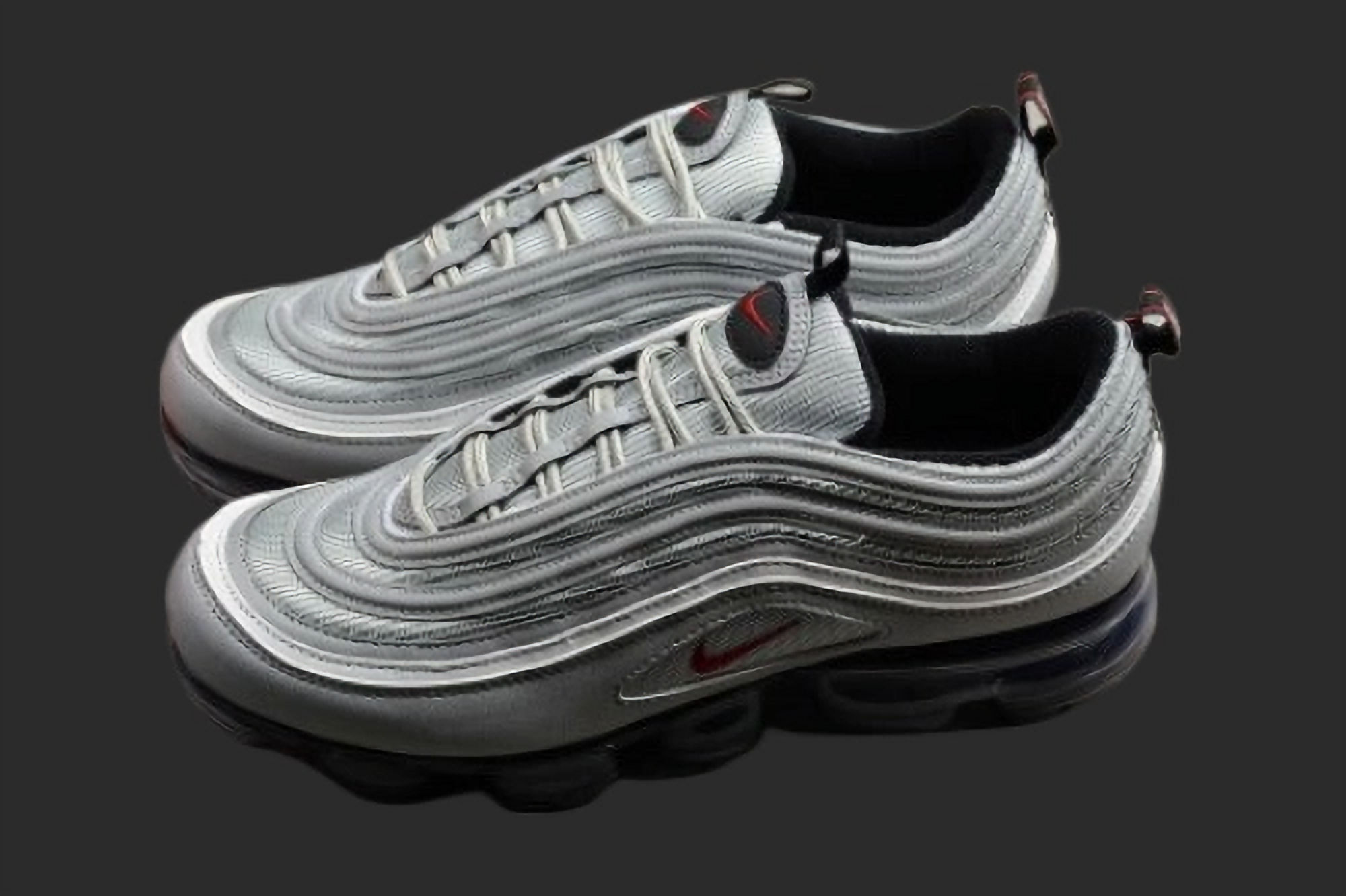 nike mens AIR VAPORMAX 97 "SILVER BULLET" metallic silver varsity red AJ7291-002
